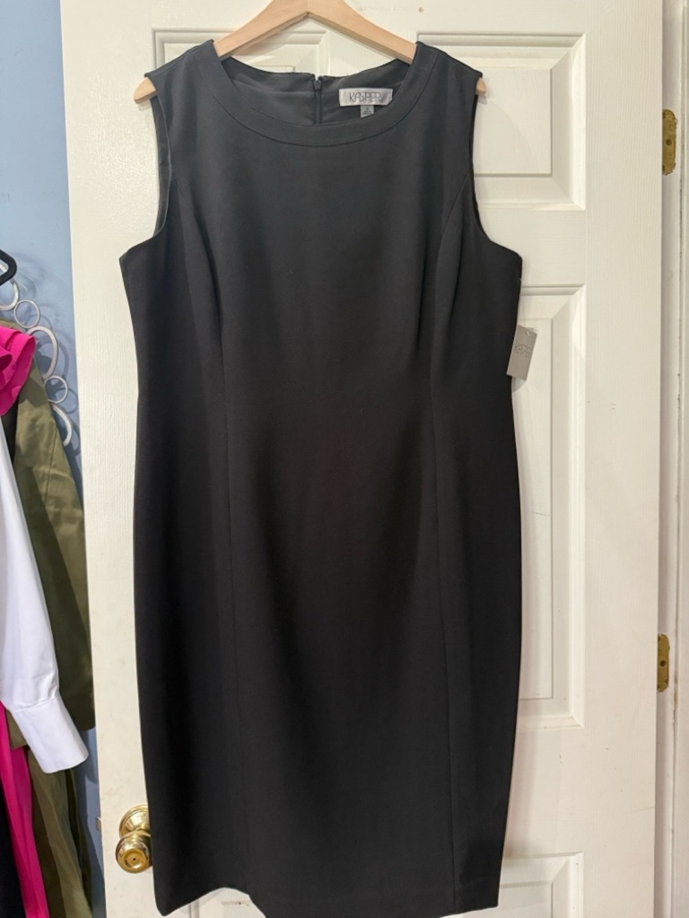 Kasper Black Sleeveless Midi Sheath Dress